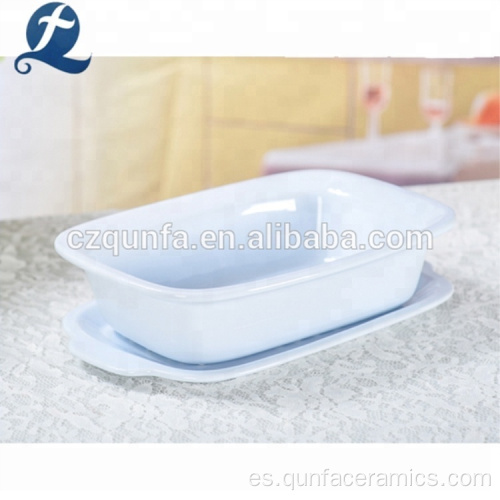 Sartén rectangular de cerámica grande para hornear con tapa